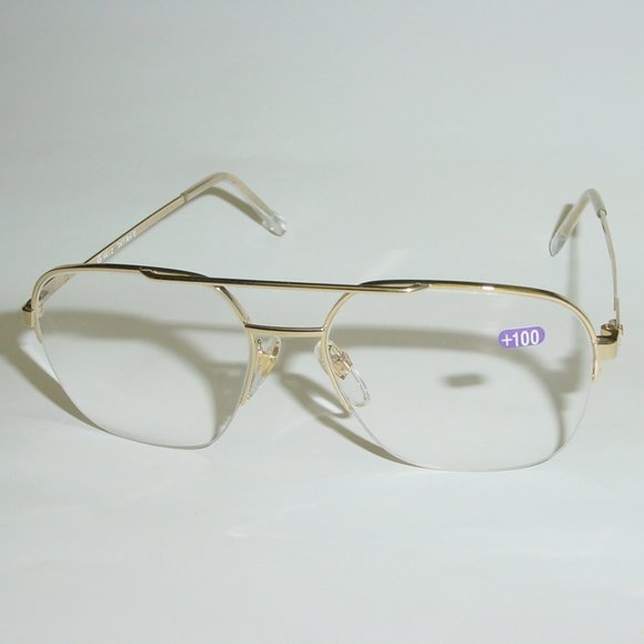 (NWT) Vintage 90's Square Metal Double Bridge Reading Glasses +2.75 - Picture 1 of 4